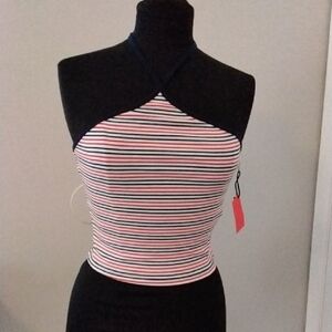 Striped Halter Neck Top